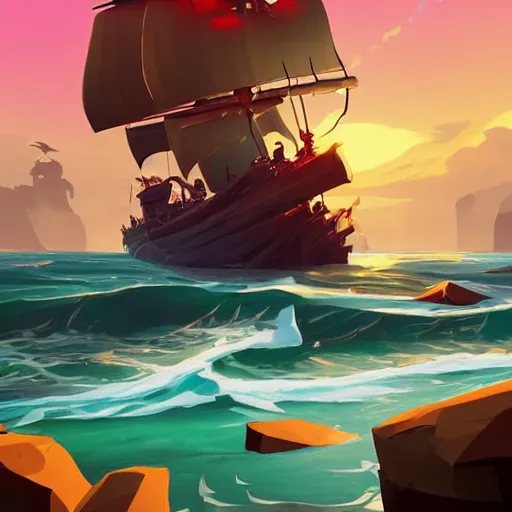 Image similar to painting treasure on sea of thieves game smooth median photoshop filter cutout vector, behance hd by jesper ejsing, by rhads, makoto shinkai and lois van baarle, ilya kuvshinov, rossdraws global illumination