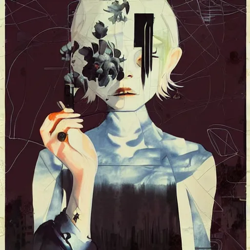 Prompt: Elle Fanning in Underworld 2003 picture by Sachin Teng, asymmetrical, dark vibes, Realistic Painting , Organic painting, Matte Painting, geometric shapes, hard edges, graffiti, street art:2 by Sachin Teng:4