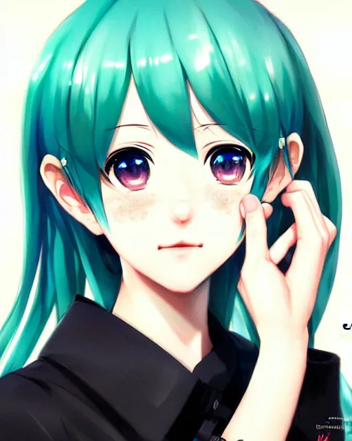 Prompt: portrait anime hatsune miku, cute - fine - face, pretty face, realistic shaded perfect face, fine details. anime. realistic shaded lighting by ilya kuvshinov giuseppe dangelico pino and michael garmash and rob rey, iamag premiere, aaaa achievement collection, elegant freckles, fabulous, eyes open in wonder