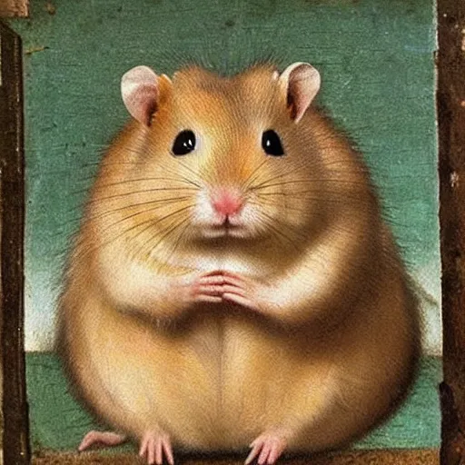 Prompt: portrait of a hamster in extreme distress, renaissance art, highly detailed