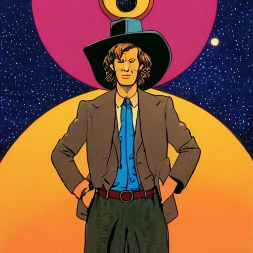 Image similar to matt smith retro minimalist portrait moebius starwatcher comic by jean giraud, 8 k