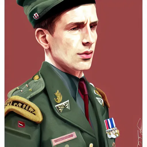 Prompt: man wearing a 20th century RAF uniform, official portrait, elegant, highly detailed, digital painting, artstation, concept art, matte, sharp focus, illustration