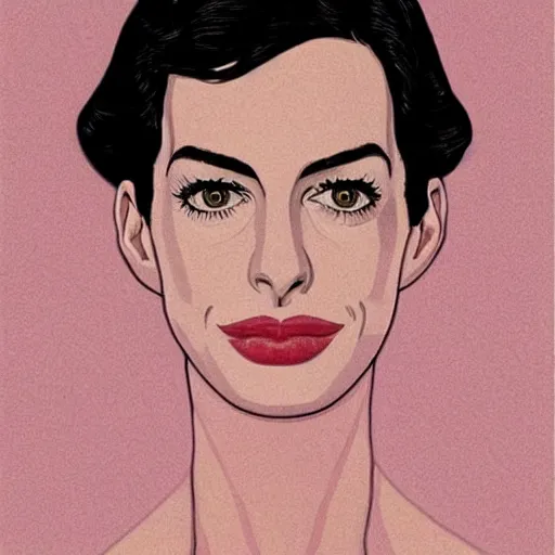 Image similar to anne hathaway retro minimalist portrait by jean giraud, moebius starwatcher comic, 8 k