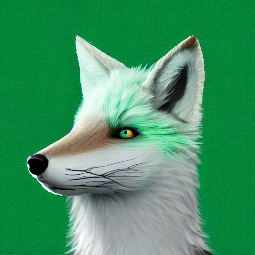 Prompt: digital green white white green and green fox, retrowave palette, digital world, highly detailed, electric breeze, anatomically correct vulpine, synth feel, fluffy face, ear floof, flowing fur, super realism, accurate animal imagery, 4 k digital art