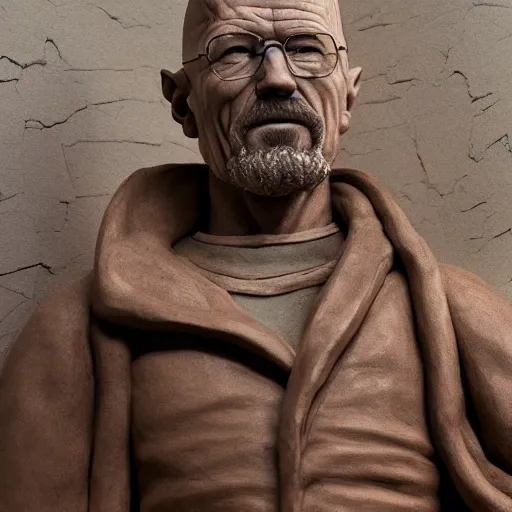 Prompt: a long - shot of a very detailed renaissance clay sculpture of walter white wearing a phrygian cap in times square, made by michelangelo, hyper detailed, sharp focus, 8 k resolution, ray tracing