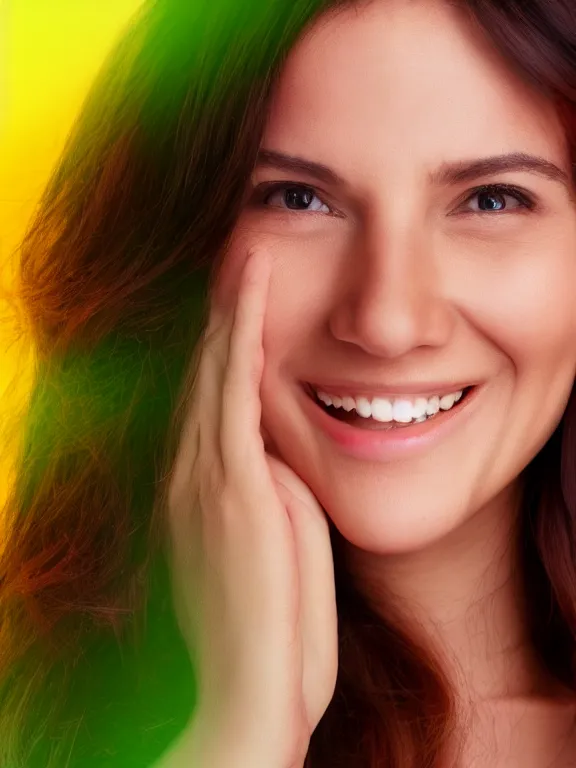 Image similar to A beautiful woman face , smiling. thermal vision cam. high resolution. High quality.