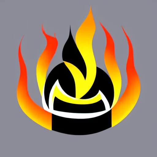 Prompt: a vector llustration logo of fire, black and white, smooth curves, negative space is mandatory