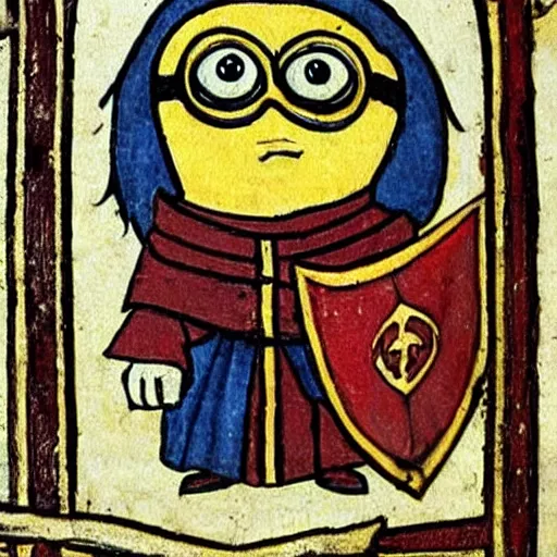 Image similar to Medieval painting of a minion