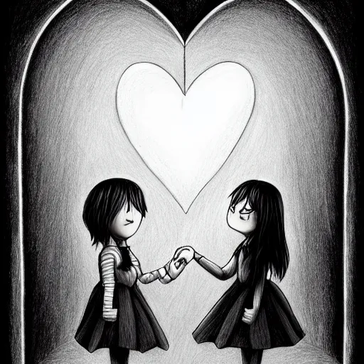 Image similar to teachers, many hearts, friendship, love, sadness, dark ambiance, concept by godfrey blow, featured on deviantart, drawing, sots art, lyco art, artwork, photoillustration, poster art