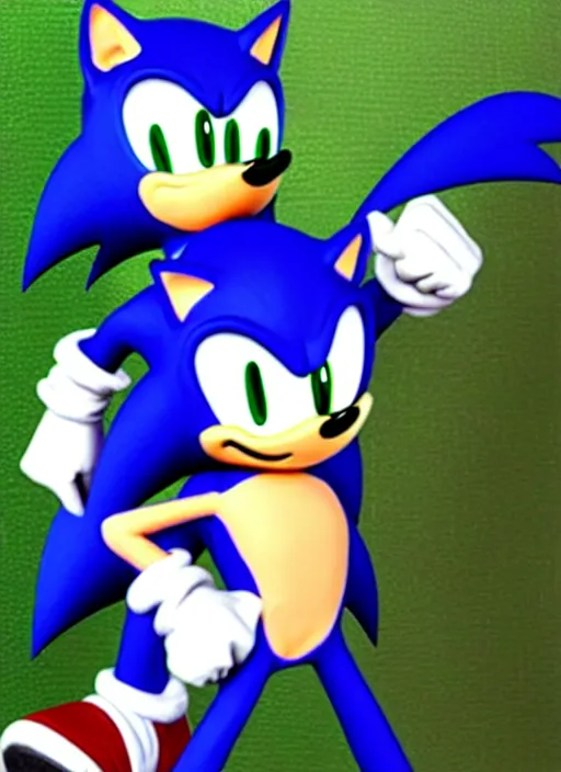 Image similar to sonic the hedgehog and jotaro kujo from jojo's bizarre adventure hanging out, photorealistic