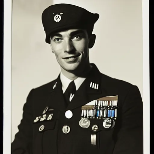 Image similar to cillian murpht in a world war ii uniform, black and white film photography, cabinet card, 2 5 mm lens, cinematography by roger deakins