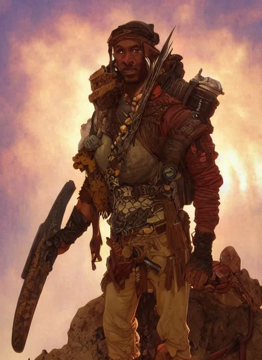 Image similar to hyper realistic photography portrait of postapocalyptic medieval religious occult african amazon cinematic, brom, mucha, moebius, juan gimenez artstation, cgsociety