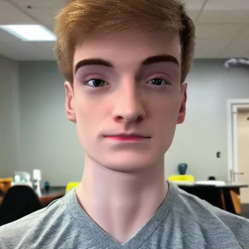 Prompt: “a realistic detailed photo of a guy who is an attractive humanoid who is half robot and half humanoid, who is a male android, twitch streamer Ninja Tyler Blevins, shiny skin, posing like a statue, blank stare, streaming”