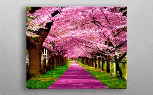 Image similar to a forest of cherry blossom trees, ((arizona green tea)), poster