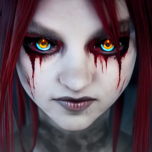 Image similar to photorealistic full shot portrait of angry darkness anime girl, electric aura, beautifull eyes, inspired by tim burton, detailed, unreal engine 4 k, volumetric light, fog