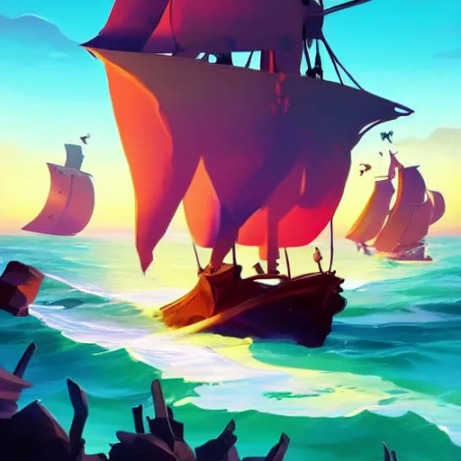 Image similar to painting treasure on sea of thieves game smooth median photoshop filter cutout vector, behance hd by jesper ejsing, by rhads, makoto shinkai and lois van baarle, ilya kuvshinov, rossdraws global illumination