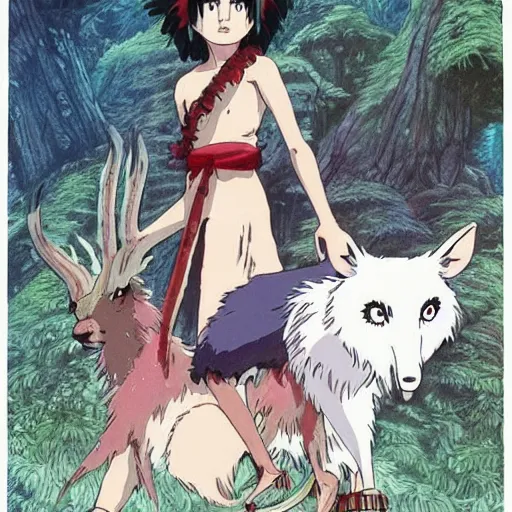 Image similar to princess mononoke, studio ghibli art