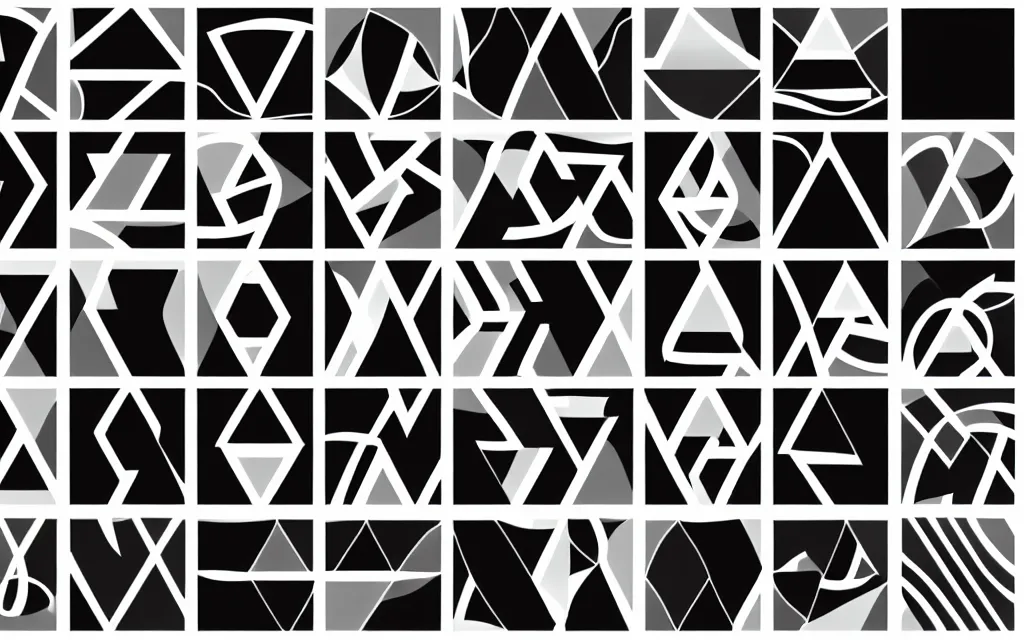 Prompt: 3 separate simple shapes, triangle square circle, solid black on white, black and white vector art, in a row