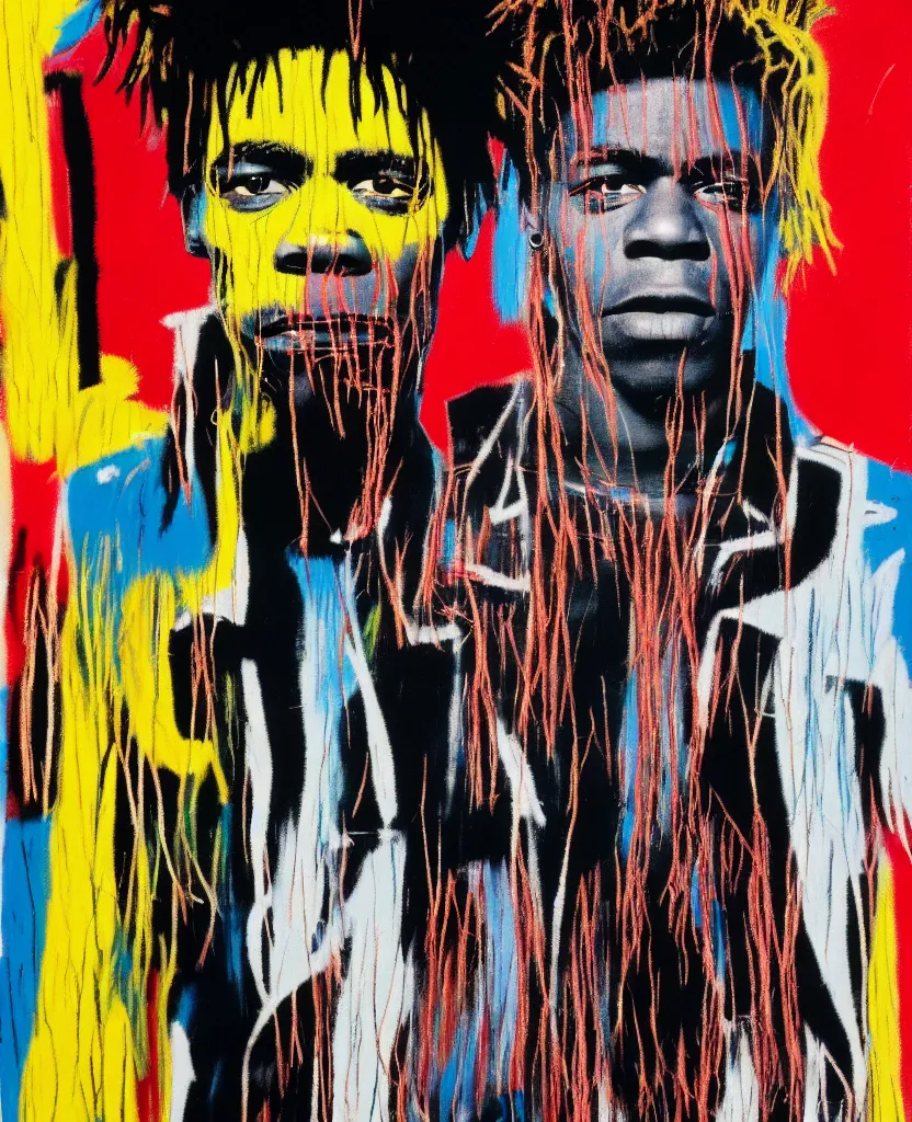 Image similar to medium format photo of ( basquiat ) ( kurt cobain ), color, photorealistic, hyperdetailed, 8 k