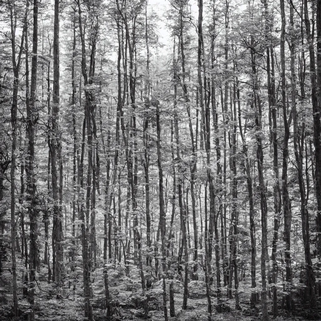 Prompt: monochrome photo of a swedish forest