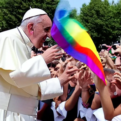 Prompt: pope Francis at the rimini gay pride