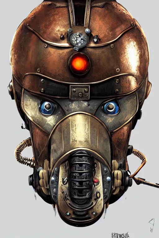 Image similar to steampunk helmet fantasy art mask robot ninja stylized digital illustration sharp focus, elegant intricate digital painting artstation concept art global illumination ray tracing advanced technology chaykin, howard and campion, pascale