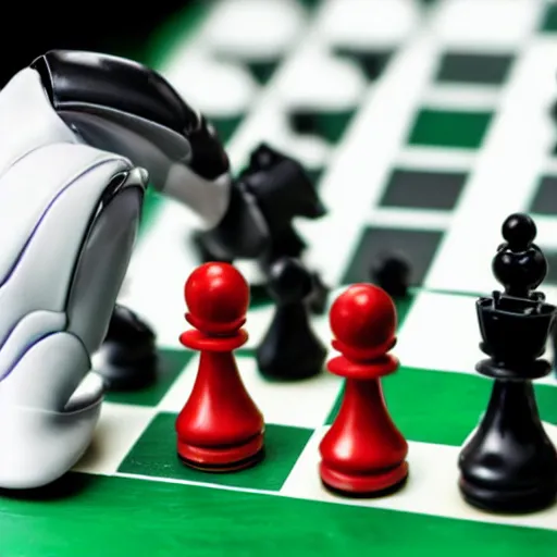 Image similar to robot playng chess, detailed