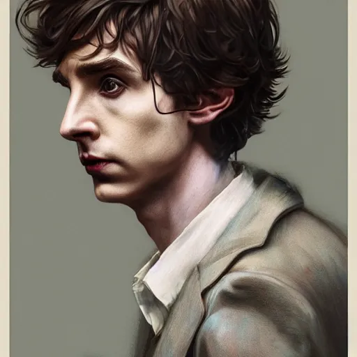 Prompt: portrait of a hybrid of benedict cumberbatch and freddie highmore and and timothee chalamet like the tenth doctor who, photo realistic, highly detailed, perfect face, fine details, by ha gyung, zac retz, peter mohrbacher, hans thoma, greg rutkowski, alexandros pyromallis
