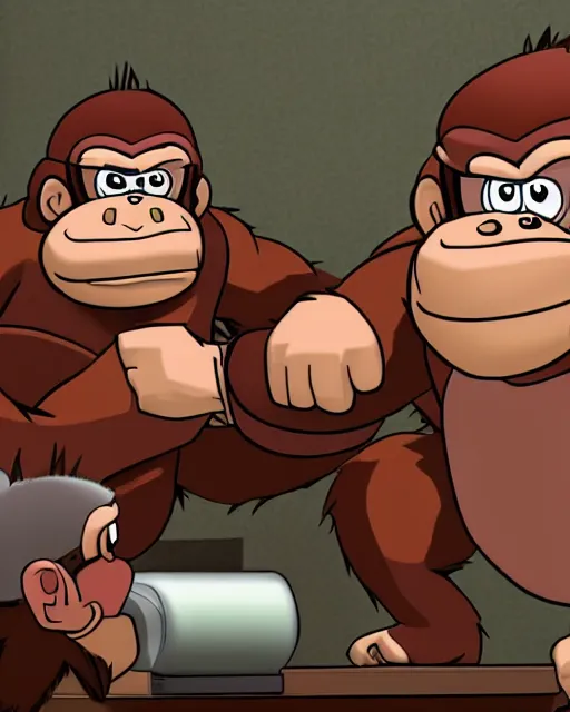 Image similar to donkey kong being cross examined in a court of law, 4 k