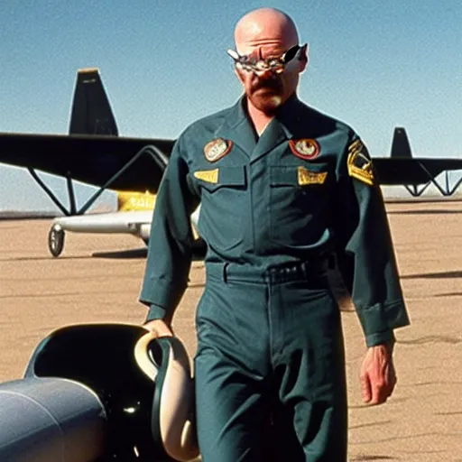 Image similar to still of Walter White as a soldier in the movie Top Gun: Maverick (2022)