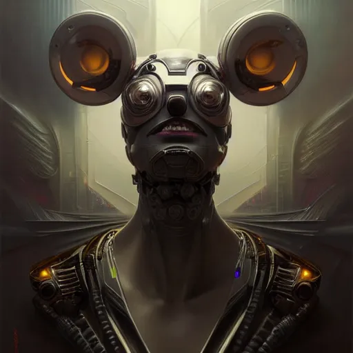 Image similar to low angle portrait shot of a cyberpunk robot dog, intricate, elegant, highly detailed, centered, digital painting, artstation, concept art, smooth, sharp focus, illustration, artgerm, Tomasz Alen Kopera, Peter Mohrbacher, donato giancola, Joseph Christian Leyendecker, WLOP, Boris Vallejo