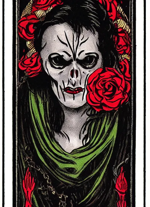 Image similar to tarot card :: horror :: vampire :: blood and roses