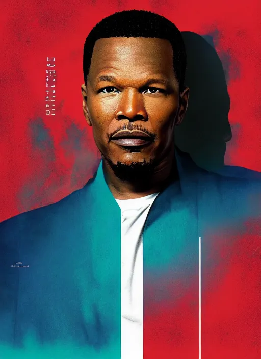 Image similar to musk ( 2 0 2 4 ), jamie foxx is technology mogul elon musk, minimal movie poster, solid colors, silhouettes, digital art