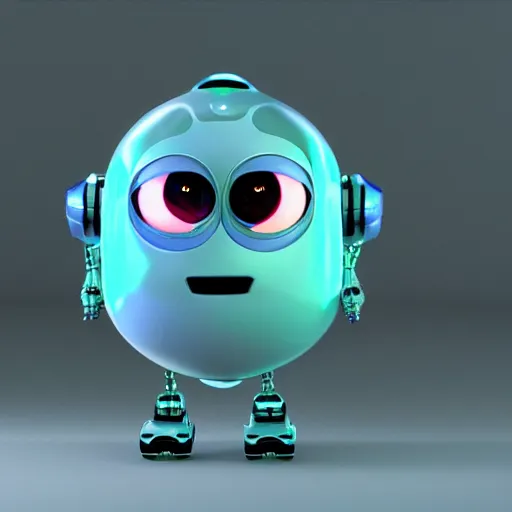 Image similar to a cute friendly robot with big eyes, pixar, 3d, global illumination