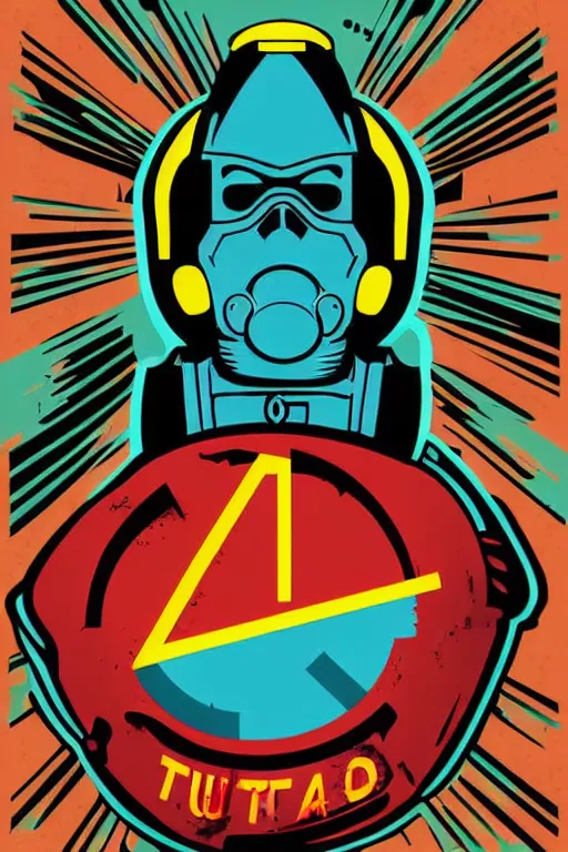 Image similar to fallout 7 6 retro futurist illustration art by butcher billy, sticker, colorful, illustration, highly detailed, simple, smooth and clean vector curves, no jagged lines, vector art, smooth andy warhol style