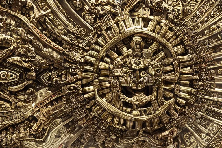 Prompt: Beautiful landscape of aztec god Scepter, hyper detailed, elegant, ornate, luxury, elite, elegant, super wide shot, landscape, the light shines from inside