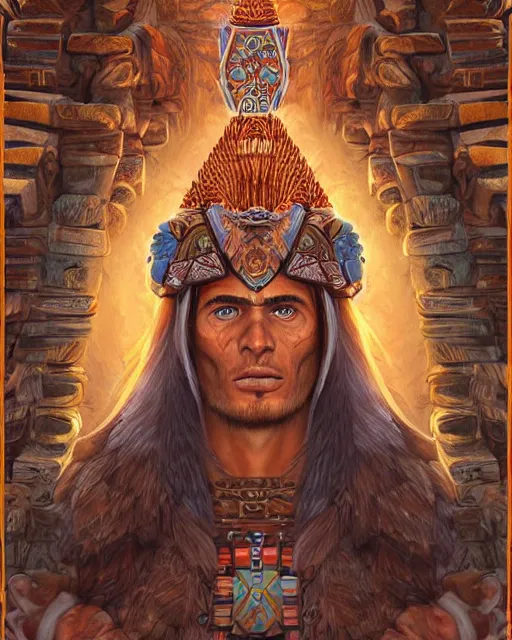 Prompt: digital painting of a gigantic cipactli by filipe pagliuso and justin gerard, symmetric, fantasy, detailed, intricate, portrait, sharp focus, tarot card, handsome, gwent