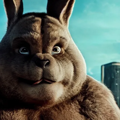 Prompt: A badass photo of the real big chungus in a marvel movie, hyper detailed, award winning photography, cinematic, perfect faces