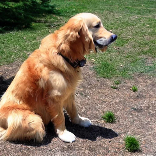 Prompt: golden retriever made of driftwood