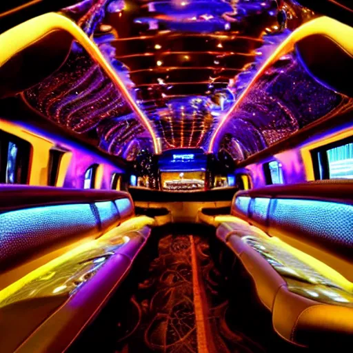 Prompt: limousine rolling up to ceasers las vegas