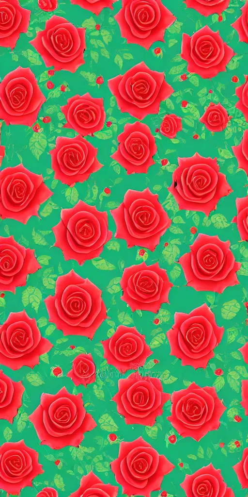 Image similar to seamless pattern of beautiful roses with leaves and throns, colourful, symmetrical, repeating 35mm photography