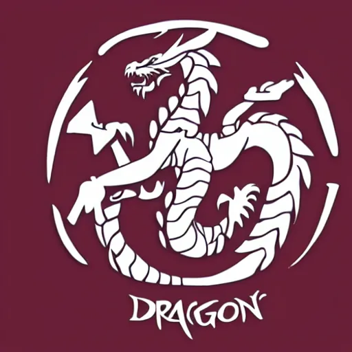 Image similar to logo of a dragon and a wizard