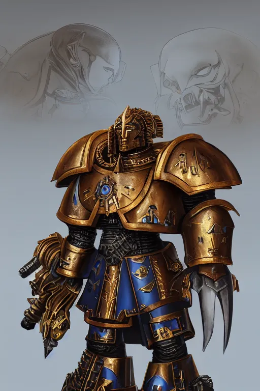 Image similar to armor portrait heros warhammer 4 0 k horus heresy fanart - the primarchs emperor by johannes helgeson animated with vfx concept artist & illustrator global illumination ray tracing hdr fanart arstation zbrush central hardmesh 8 k octane renderer comics stylized