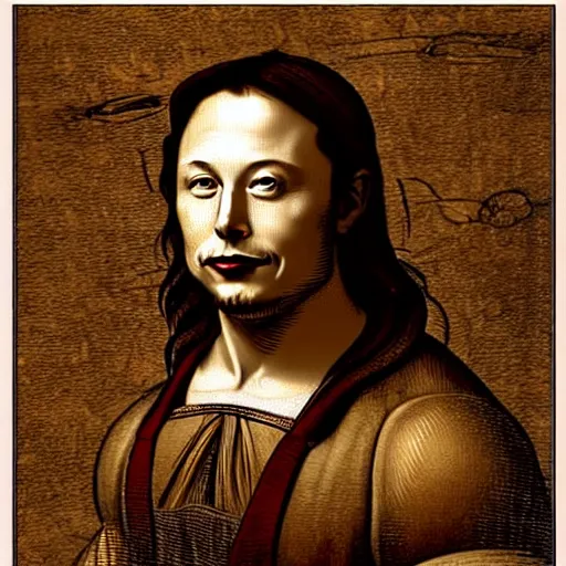 Image similar to leonardo da vinci style picture of elon musk