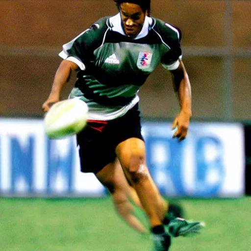 Image similar to ronaldinho playing rugby, detailed, sharp focus, smooth