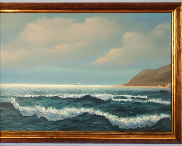 Prompt: Seascape. Oil on canvas. Leon Spillaert.