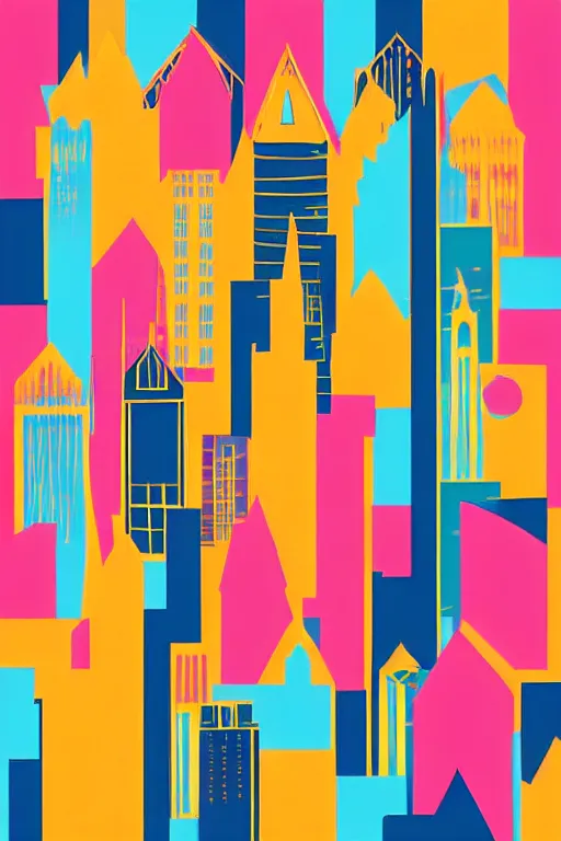 Image similar to minimalist boho style art of colorful frankfurt, illustration, vector art