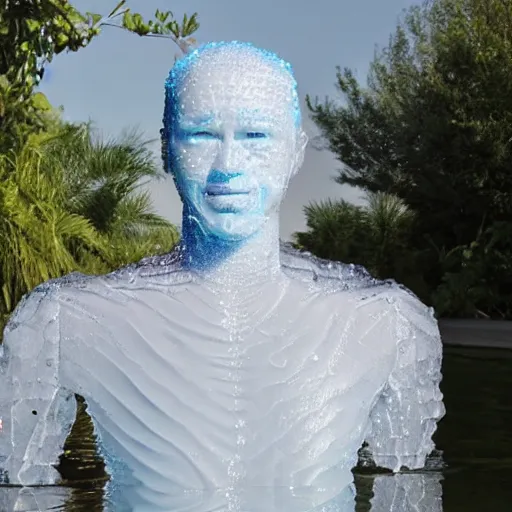 Prompt: Human made of plastic filled with water.