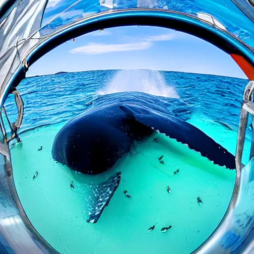 Prompt: view from inside a whales mouth