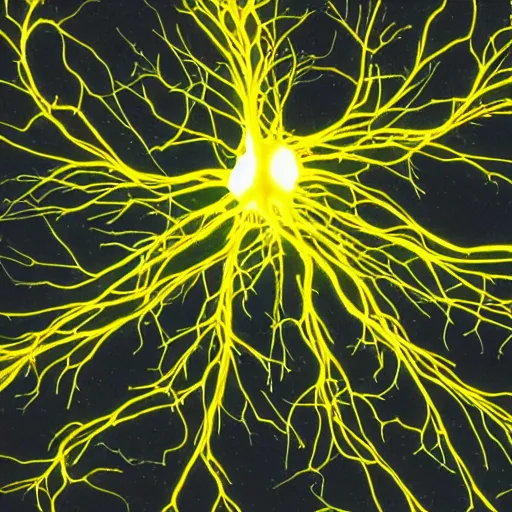 Prompt: a purkinje fluorescent neuron with elaborated dendrites